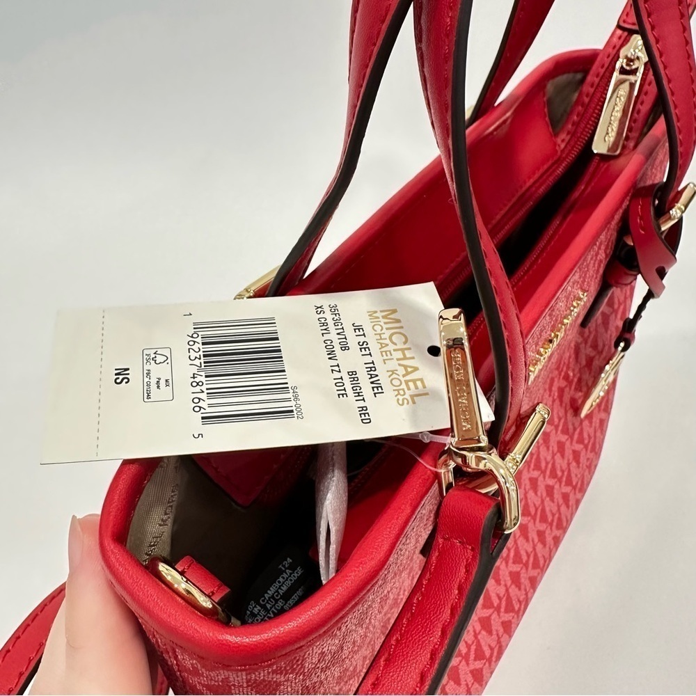 Michael Kors Satchel Bag Jet Set Travel Extra-Small Logo Top-Zip Tote - Picture 3 of 9